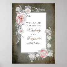 Pink Vintage Rahmen Hochzeitsschrift Begrüßung