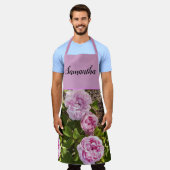 Pink Vintage Rose Roses Cabbage Vintage Apron Schürze (Getragen)