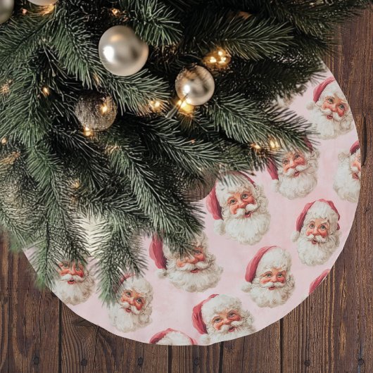 Pink Vintage Santa Christmas Polyester Weihnachtsbaumdecke