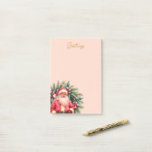 Pink Vintage Santa Holiday Design Post-it Klebezettel (Auf Schreibtisch)