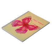 Pink Vintage Schmetterling, anpassbare Name Mädche Notizblock (Linke Seite)