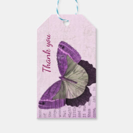Pink Vintage Schmetterling-Illustration danke Geschenkanhänger