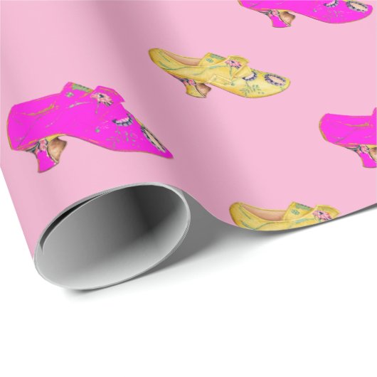 Pink Vintage Schuhe modisch Geschenkpapier (Rolleneckpunkt)