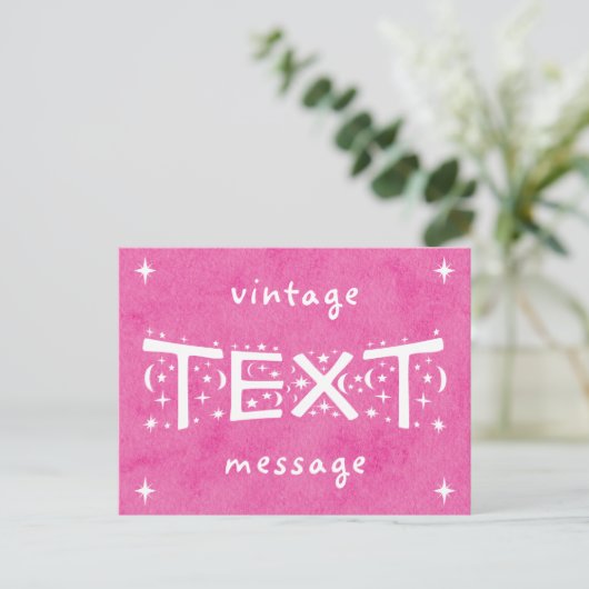 Pink-Vintage Textnachricht Postkarte (Stehend Vorderseite)