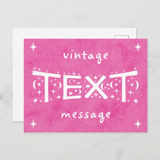 Pink-Vintage Textnachricht Postkarte (Vorne/Hinten)