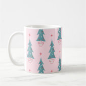 Pink Vintage Weihnachtsbaum Weihnachtsmuster Kaffeetasse (Links)