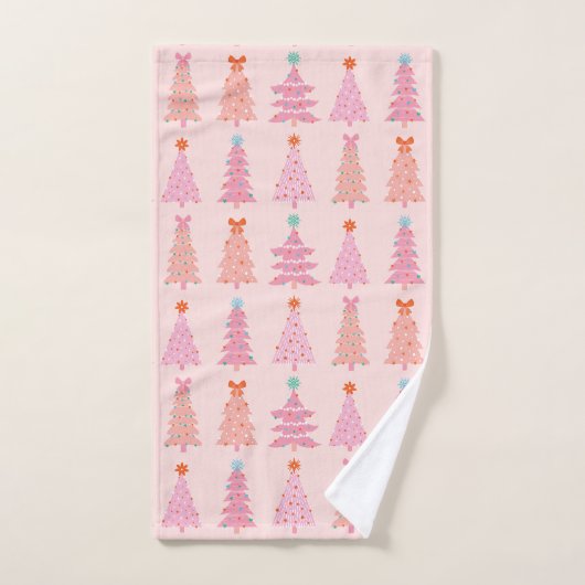 Pink Vintage Weihnachtsbäume Handtuch (Handtuch)