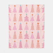 Pink Vintage Weihnachtsbaumen Fleece Blanket (Vorderseite)