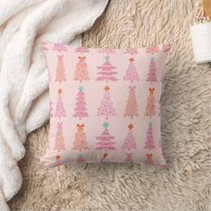 Pink Vintage Weihnachtsbaumen Kissen