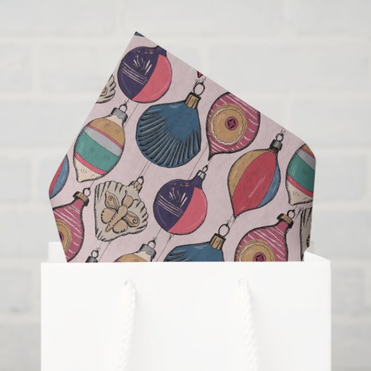 Pink Vintage Weihnachtsschmuck Muster Seidenpapier (Geschenk Tasche)