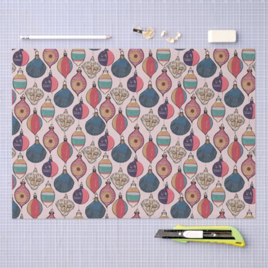 Pink Vintage Weihnachtsschmuck Muster Seidenpapier (Handwerk)