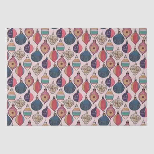 Pink Vintage Weihnachtsschmuck Muster Seidenpapier (Vorderseite)