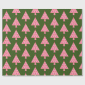 Pink Vintager Stil Weihnachtsbaum Wrapping Paper Geschenkpapier (Flach)