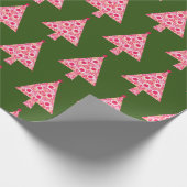 Pink Vintager Stil Weihnachtsbaum Wrapping Paper Geschenkpapier (Ecke)