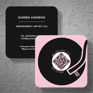 Pink Vinyl LP   Music QR Code Quadratische Visitenkarte