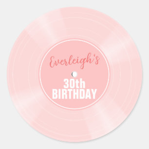 Pink Vinyl Record Music Personalisiert Geburtstag Runder Aufkleber