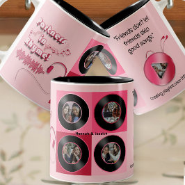 Pink Vinyl Record Personalized Best Friend Gift Zweifarbige Tasse