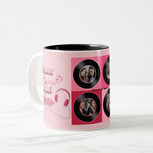 Pink Vinyl Record Personalized Best Friend Gift Zweifarbige Tasse (Vorderseite Links)
