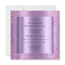 Pink Violet Confetti Brautparty Geburtstag 16. Geb