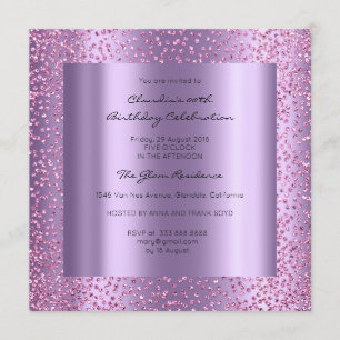 Pink Violet Confetti Brautparty Geburtstag 16. Geb Einladung