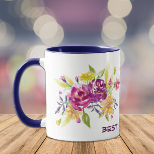 Pink Violet Floral Beste Mama Kaffeetasse
