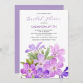 Pink Violet Geranium Brautparty Einladung (Vorne/Hinten)