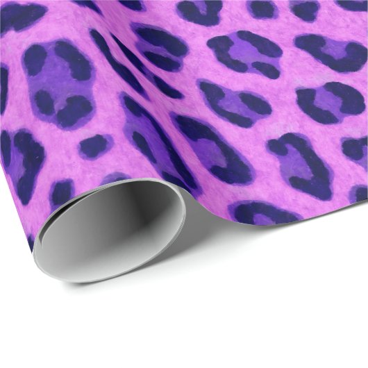 Pink Violet Leopard Animal Print Skin Pattern Geschenkpapier (Rolleneckpunkt)