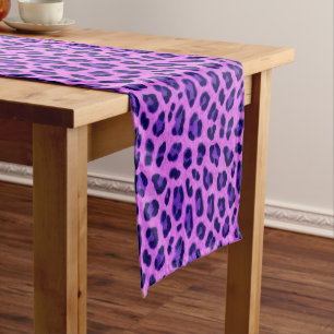 Pink Violet Leopard Tierdruckmuster  Kurzer Tischläufer