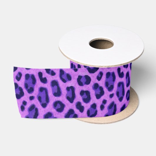 Pink Violet Leopard Tierdruckmuster Satinband (Spule)