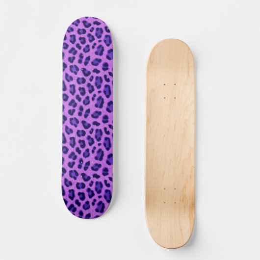 Pink Violet Leopard Tierdruckmuster Skateboard (Vorderseite)