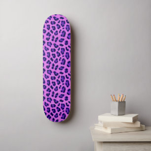 Pink Violet Leopard Tierdruckmuster Skateboard