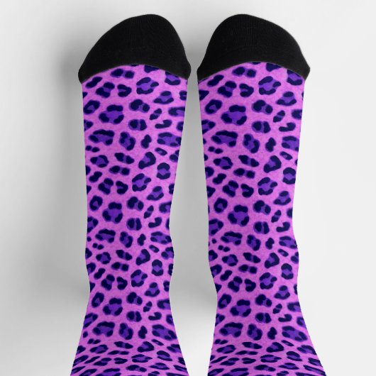 Pink Violet Leopard Tierdruckmuster Socken (Oben)
