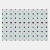 Pink Violet Lila Stars Seite Grün Geschenkpapier Set (Vorderseite 2)