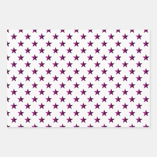Pink Violet Lila Stars Weiß Geschenkpapier Set (Vorderseite 3)