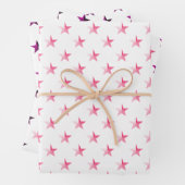 Pink Violet Lila Stars Weiß Geschenkpapier Set (Beispiel)