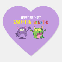 Pink violet monster Fun kids  Herz-Aufkleber