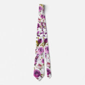 Pink Violet Peony Gray Garden Wedding Krawatte (Vorderseite)