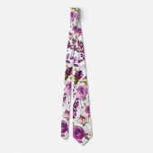 Pink Violet Peony Gray Garden Wedding Krawatte (Rückseite)