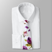 Pink Violet Peony & Orchid Garden Wedding Krawatte (Gebunden)