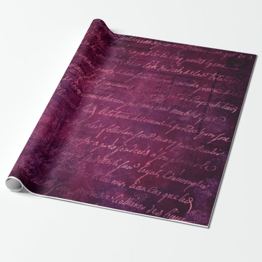Pink Violet Vintages französisches Skriptmuster Geschenkpapier (Ungerollt)