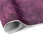 Pink Violet Vintages französisches Skriptmuster Geschenkpapier (Rolleneckpunkt)
