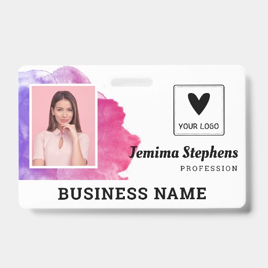 Pink Violet Wasserfarbe Fügen Sie Ihrem Logo-Mitar Ausweis (Vorderseite)