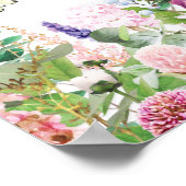 Pink-violette Blumen und Schmetterlinge Willkommen Poster (Ecke)