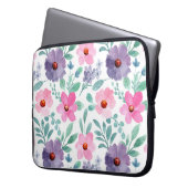 Pink-violette Blüten Hübsche Girly-Laptop-Sleeve-T Laptopschutzhülle (Vorderseite Links)