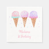 Pink-Violette Streusel-Eis-Geburtstag Serviette (Vorderseite)