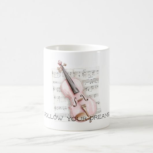 Pink Violin Music Sheet Kaffeetasse (Mittel)