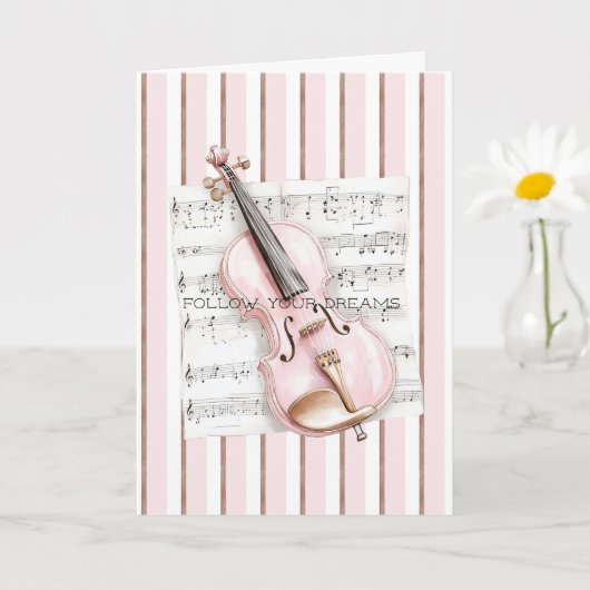 Pink Violin Music Sheet Karte (Kleine Pflanze)