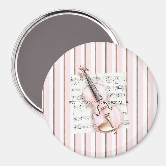 Pink Violin Music Sheet Magnet (Vorderseite/Rückseite)