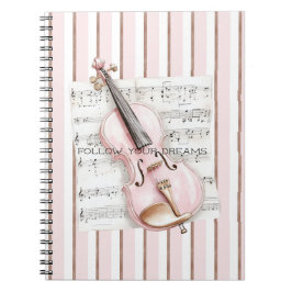 Pink Violin Music Sheet Notizblock