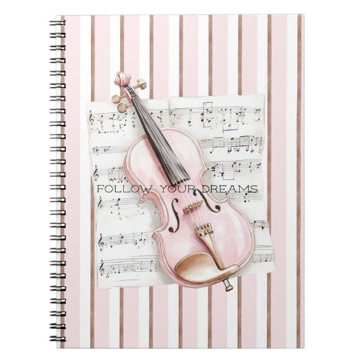 Pink Violin Music Sheet Notizblock (Vorderseite)